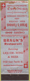 Matchbook Cover - Braun's Famous Restaurant WORN
