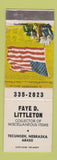 Matchbook Cover - Faye D Littleton Collector of Items Tecumseh NE