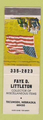 Matchbook Cover - Faye D Littleton Collector of Items Tecumseh NE