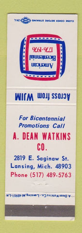 Matchbook Cover - A Dean Watkins Bicentennial Promotions 1976 Lansing MI