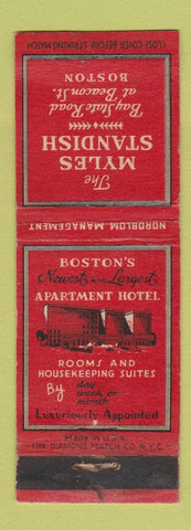 Matchbook Cover - Myles Standish Hotel Boston MA WEAR