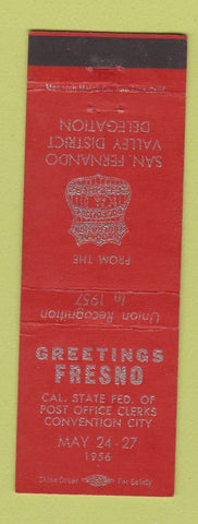 Matchbook Cover - Fresno CA Post Office Clerks Convention 1956