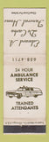 Matchbook Cover - Edward De Carbo Funeral Home Ambulance WEAR