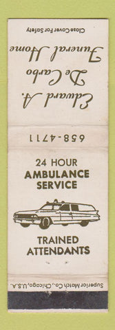 Matchbook Cover - Edward De Carbo Funeral Home Ambulance WEAR