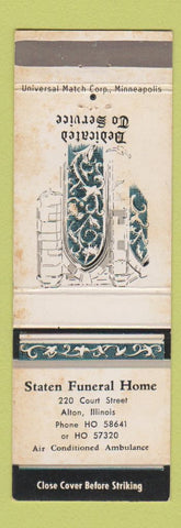 Matchbook Cover - Staten Funeral Home Alton IL WORN