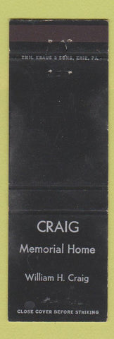 Matchbook Cover - Craig Memorial Home Funeral McKeesport PA WEAR