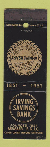 Matchbook Cover - Irving Savings Bank New York City 1951 WEAR