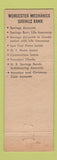 Matchbook Cover - Mechanics Savings Bank Worcester MA 1951