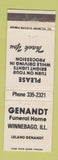 Matchbook Cover - Genandt Funeral Home Winnebago IL WEAR