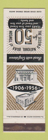 Matchbook Cover - National Bank of Towson MD 1956