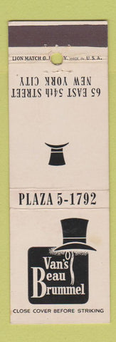 Matchbook Cover - Van's Beau Brummel New York City