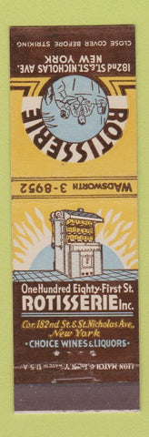 Matchbook Cover - Rotisserie Restaurant New York City