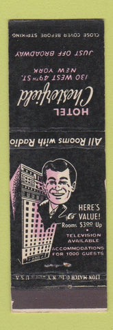 Matchbook Cover - Hotel Chesterfield New York City