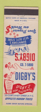 Matchbook Cover - Digby's Department Store New York City
