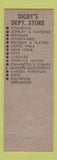 Matchbook Cover - Digby's Department Store New York City