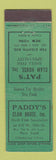 Matchbook Cover - Paddy's Clam House New York City