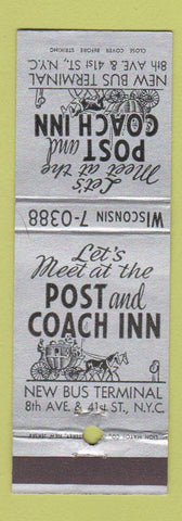 Matchbook Cover - Post and Coach Inn New York City