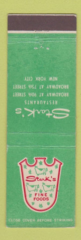 Matchbook Cover - Stark's Restaurants New York City