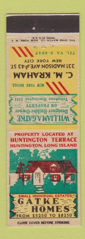 Matchbook Cover - Gatke Homes CM Kraham New York City