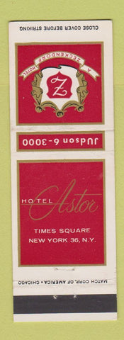 Matchbook Cover - Hotel Astor New York City