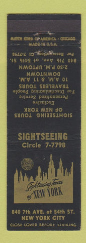 Matchbook Cover - Sight Seeing New York City trips tourism