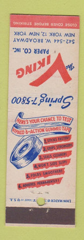 Matchbook Cover - Viking Paper Company New York City