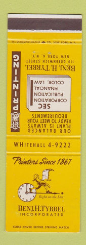 Matchbook Cover - Benj. H Tyrrel Printing New York City