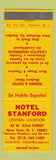 Matchbook Cover - Hotel Stanford New York City