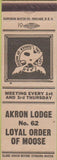 Matchbook Cover - Akron OH Moose Lodge