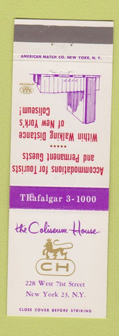 Matchbook Cover - Coliseum House New York City