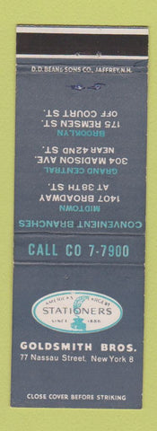 Matchbook Cover - Goldsmith Bros Stationers New York City