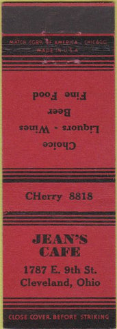 Matchbook Cover - Jean's Cafe Cleveland OH