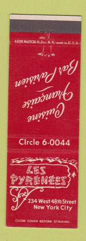 Matchbook Cover - Les Pyrenees Restaurant New York City