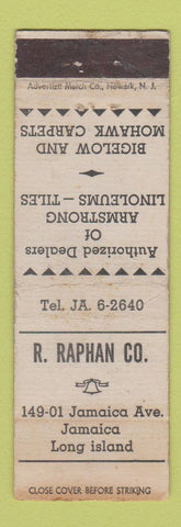 Matchbook Cover - R Raphan Amstrong Linoleum Flooring Jamaica LI NY WORN