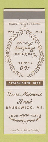 Matchbook Cover - First National Bank Brunswick ME 1957