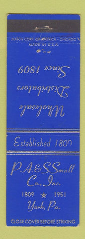 Matchbook Cover - PA & S Small Distributors York PA 1951