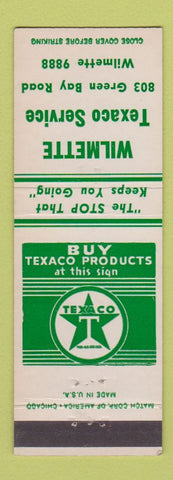Matchbook Cover - Texaco oil gas Wilmette IL