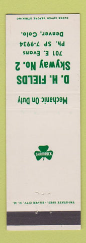 Matchbook Cover - DH Fields Shamrock oil gas Denver Colorado