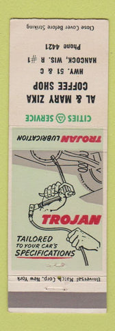 Matchbook Cover - Cities oil gas Al Mary Zika Coffee Shop Hancock WI