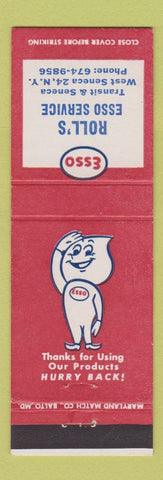 Matchbook Cover - Esso oil gas Roll's West Seneca NY