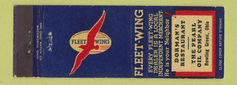 Matchbook Cover - Dorman's Restaurant Pearl Oil Fleet Wing Bowling Green OH