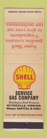 Matchbook Cover - Shell oil gas Wytheville VA