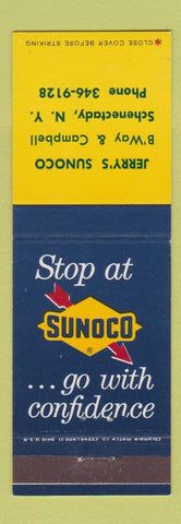 Matchbook Cover - Sunoco oil gas Jerry's Schenectady NY