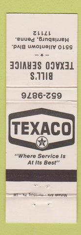 Matchbook Cover - Texaco oil gas Bill's Harrisburg PA