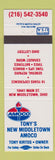 Matchbook Cover - Amoco oil gas Tony's New Middletown OH