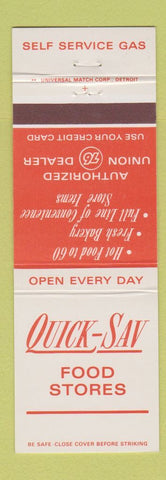 Matchbook Cover - Quick Sav Food Stores Union 76 oil gas