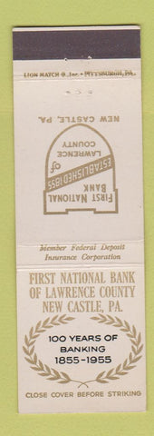 Matchbook Cover - First National Bank New Castle PA 1955
