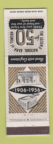 Matchbook Cover - National Bank of Towson MD 1956