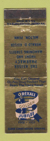 Matchbook Cover - Rexall Drug 1953 Keiser Pharmacy Milton PA WEAR