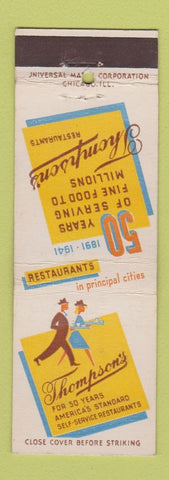 Matchbook Cover - Thompson's Restaurants 1941 CHAIN